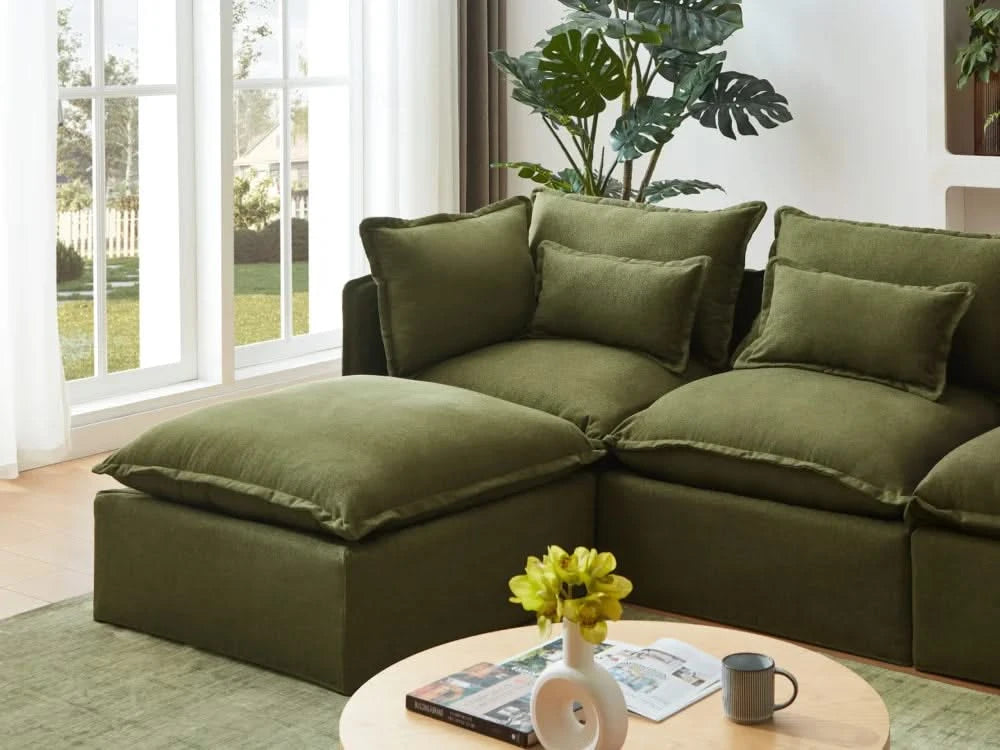 Lifely Modular 7 Seater U-Sectional - Olive Green