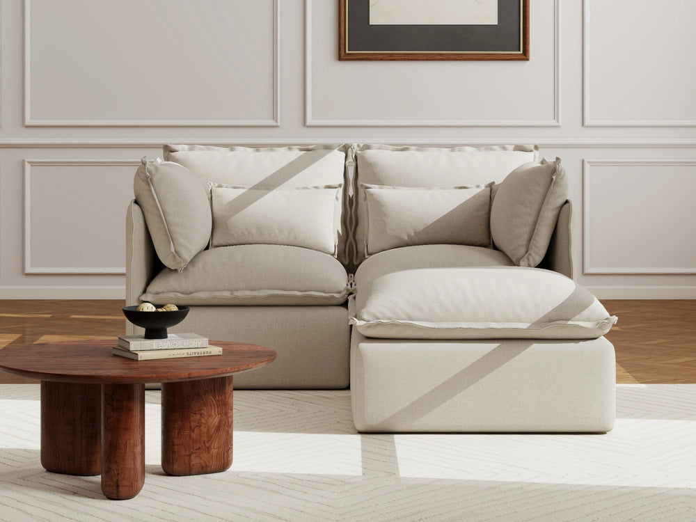 Lifely Modular 2 Seater Sofa Ottoman - Linen Beige