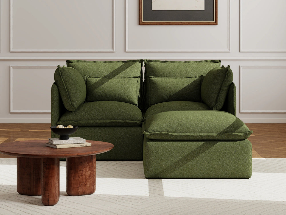 Lifely Modular 2 Seater Sofa Ottoman - Olive Green