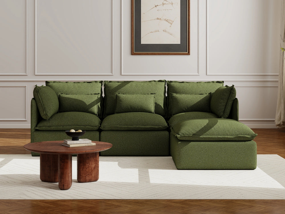 Lifely Modular 3 Seater Sofa Ottoman - Olive Green