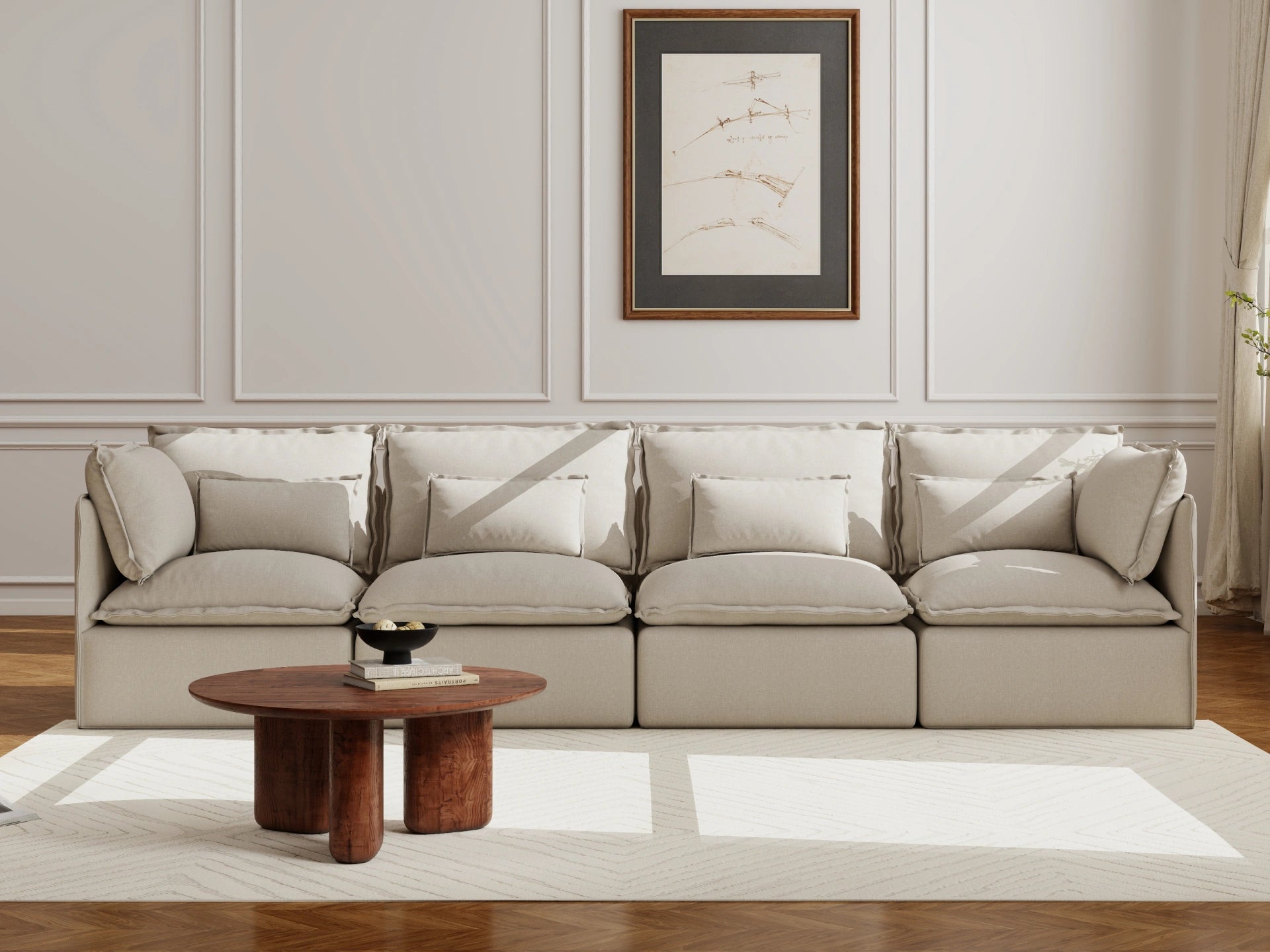 Lifely Modular 4 Seater Sofa - Linen Beige