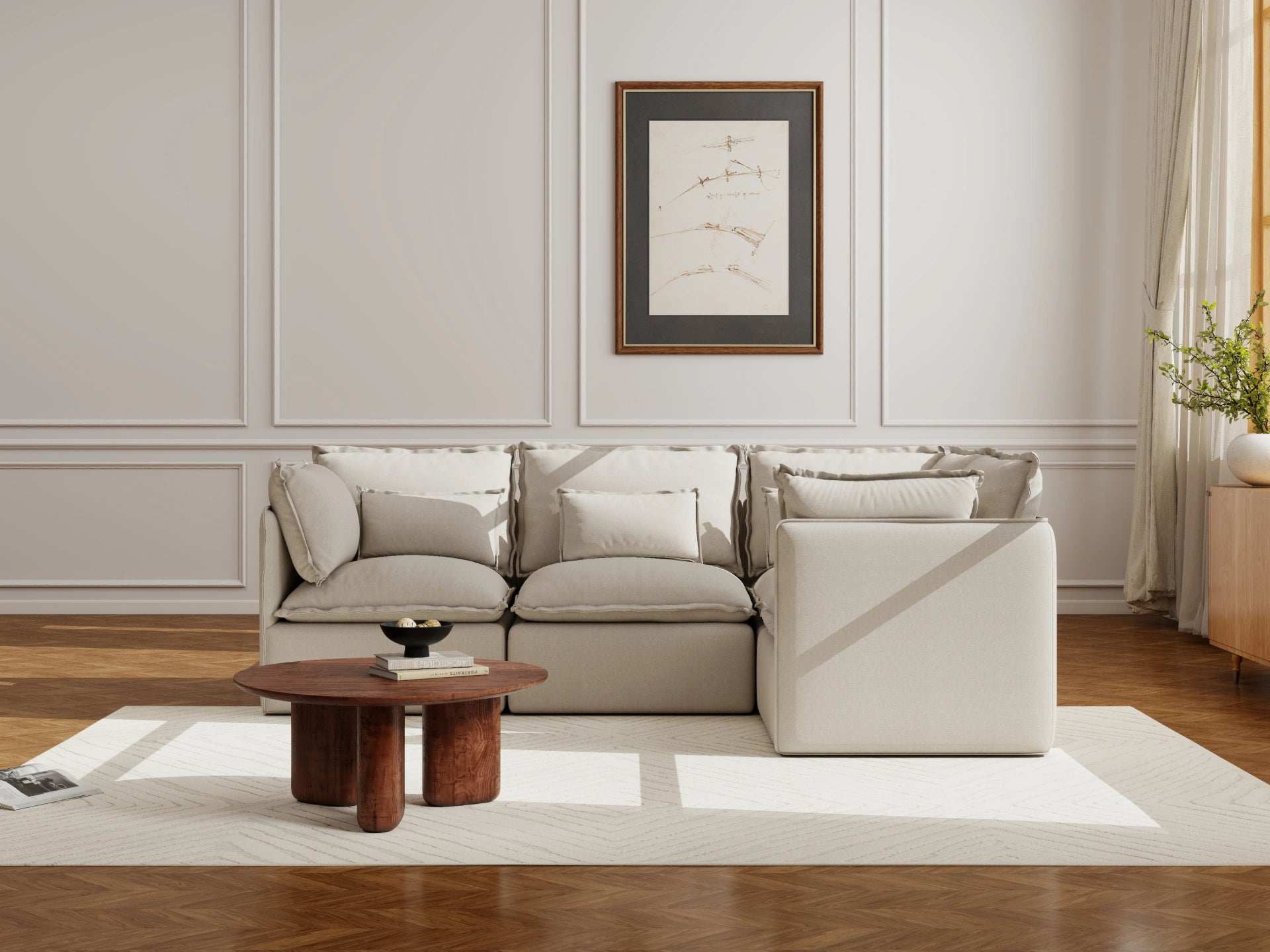 Lifely Modular 4 Seater Corner - Linen Beige