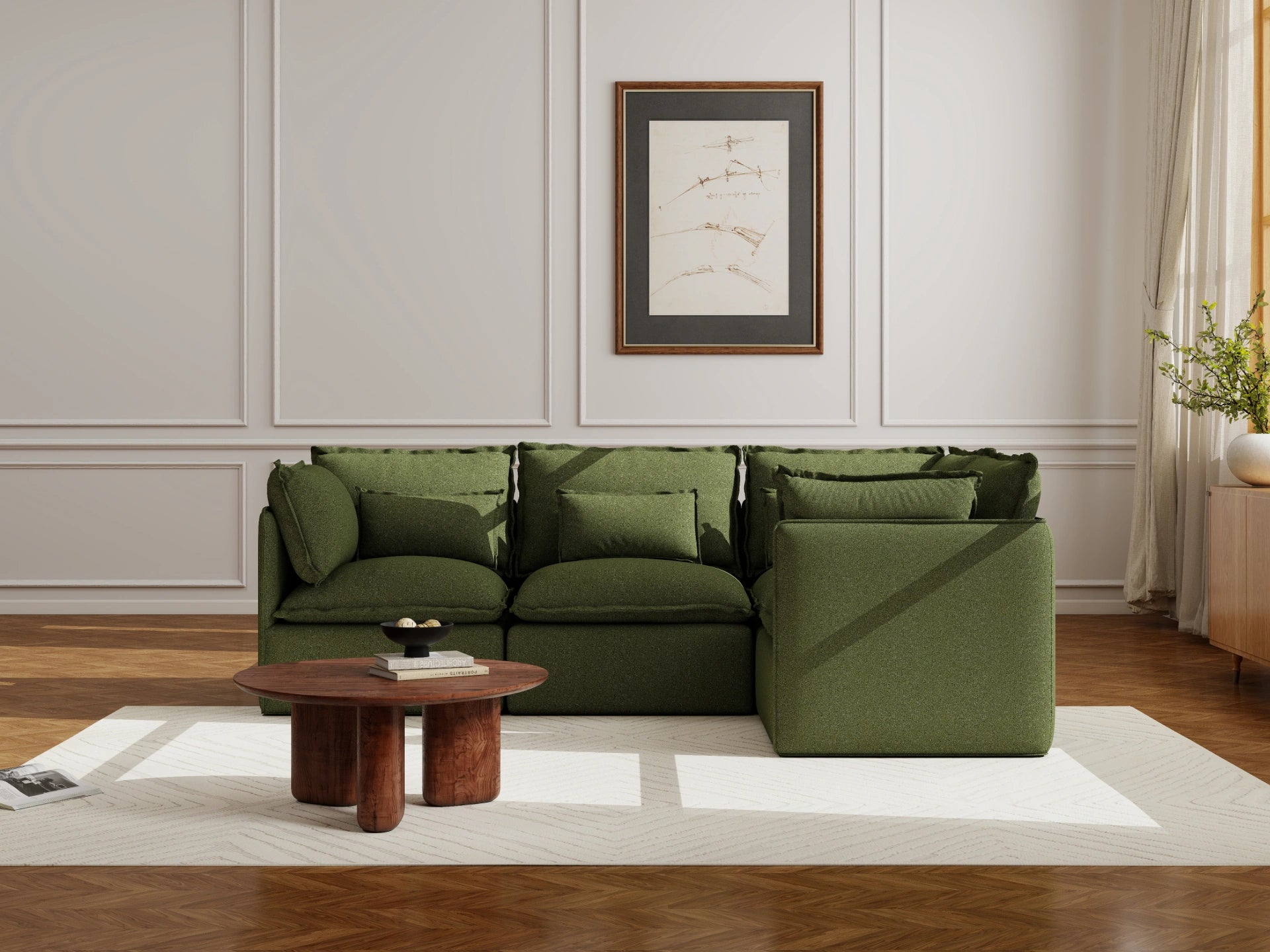 Lifely Modular 4 Seater Corner - Olive Green
