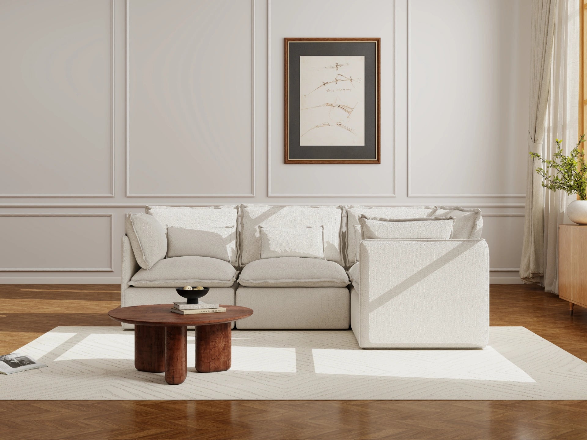 Lifely Modular 4 Seater Corner - White Boucle