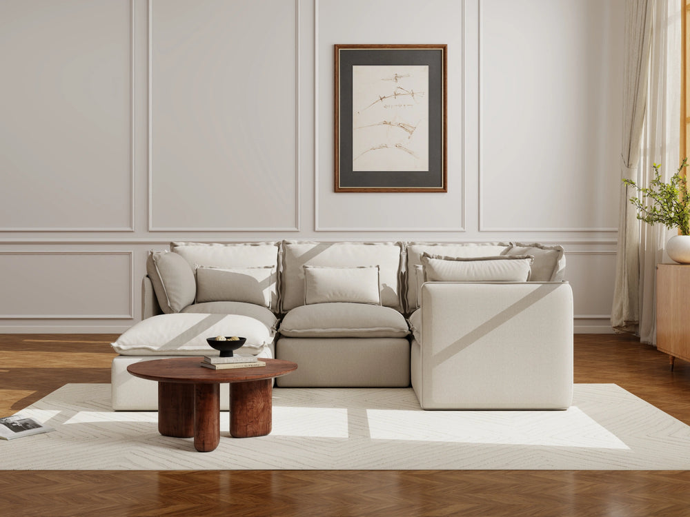 Lifely Modular 4 Seater Corner Ottoman - Linen Beige