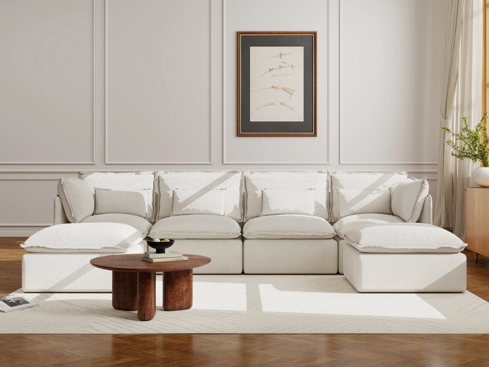 Lifely Modular 4 Seater U-Sectional - White Boucle