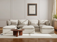 Lifely Modular 4 Seater U-Sectional Ottoman - Linen Beige