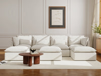 Lifely Modular 4 Seater U-Sectional Ottoman - White Boucle