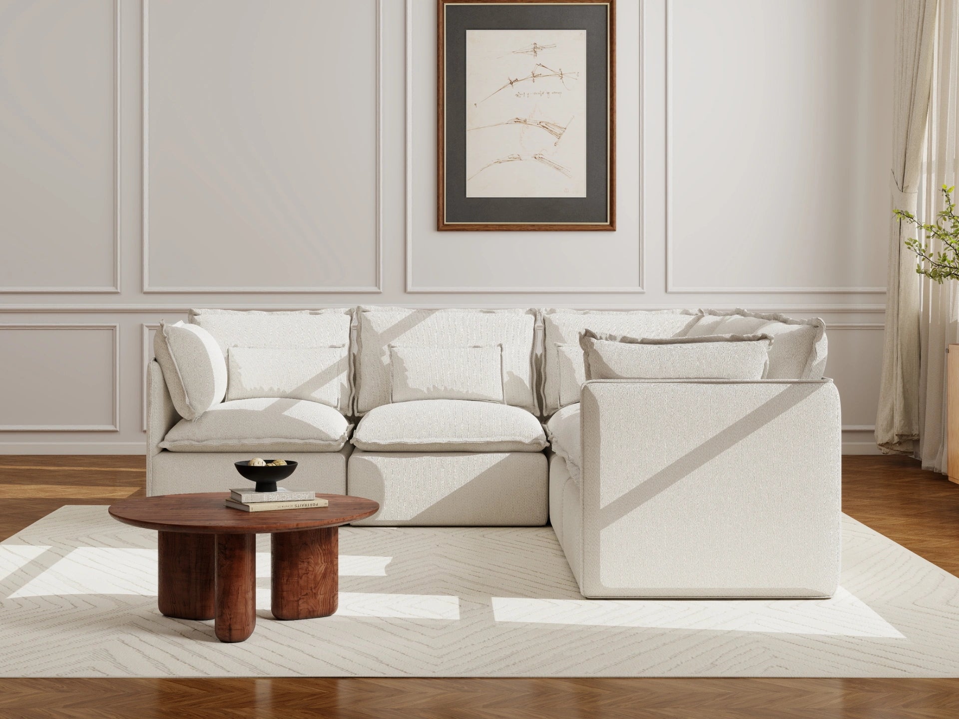 Lifely Modular 5 Seater Corner - White Boucle