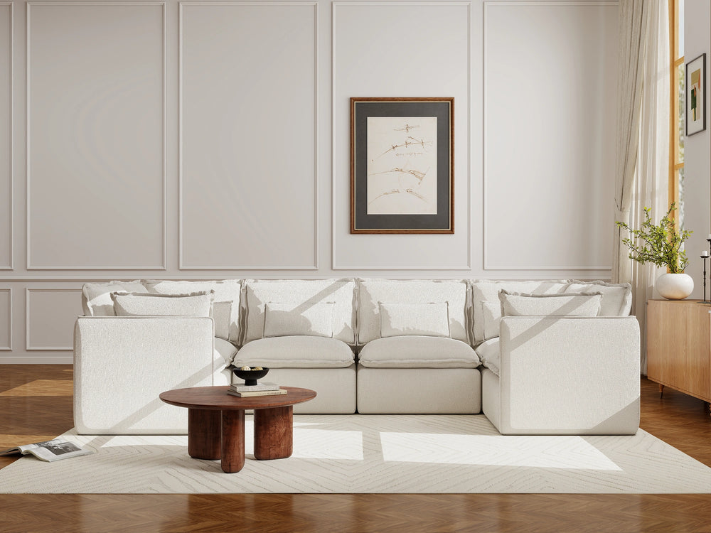 Lifely Modular 6 Seater U-Sectional - White Boucle