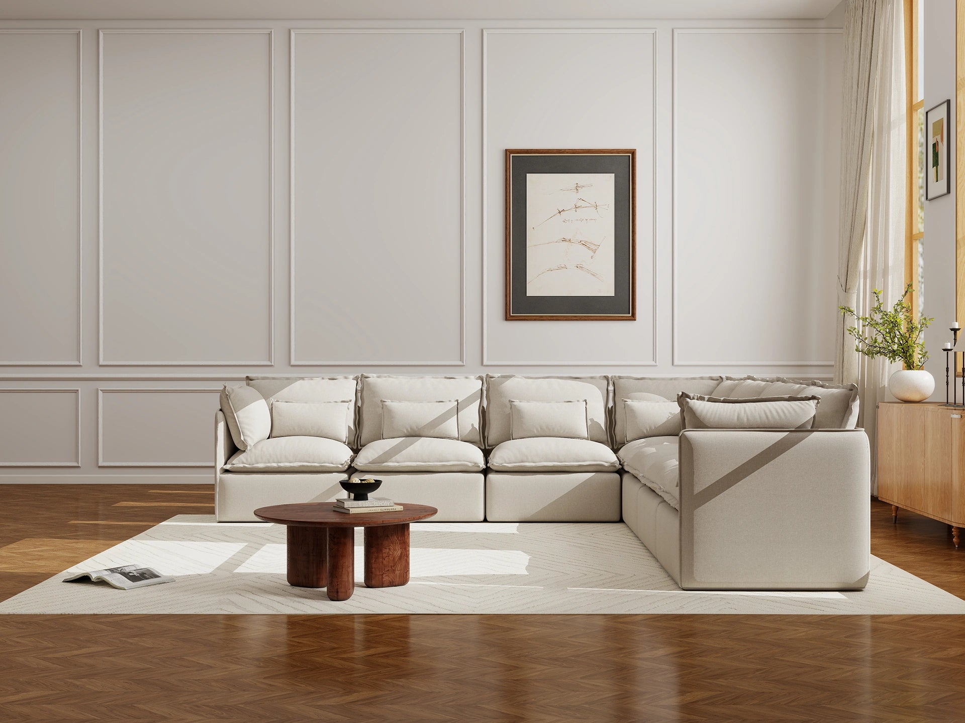 Lifely Modular 7 Seater Corner - Linen Beige