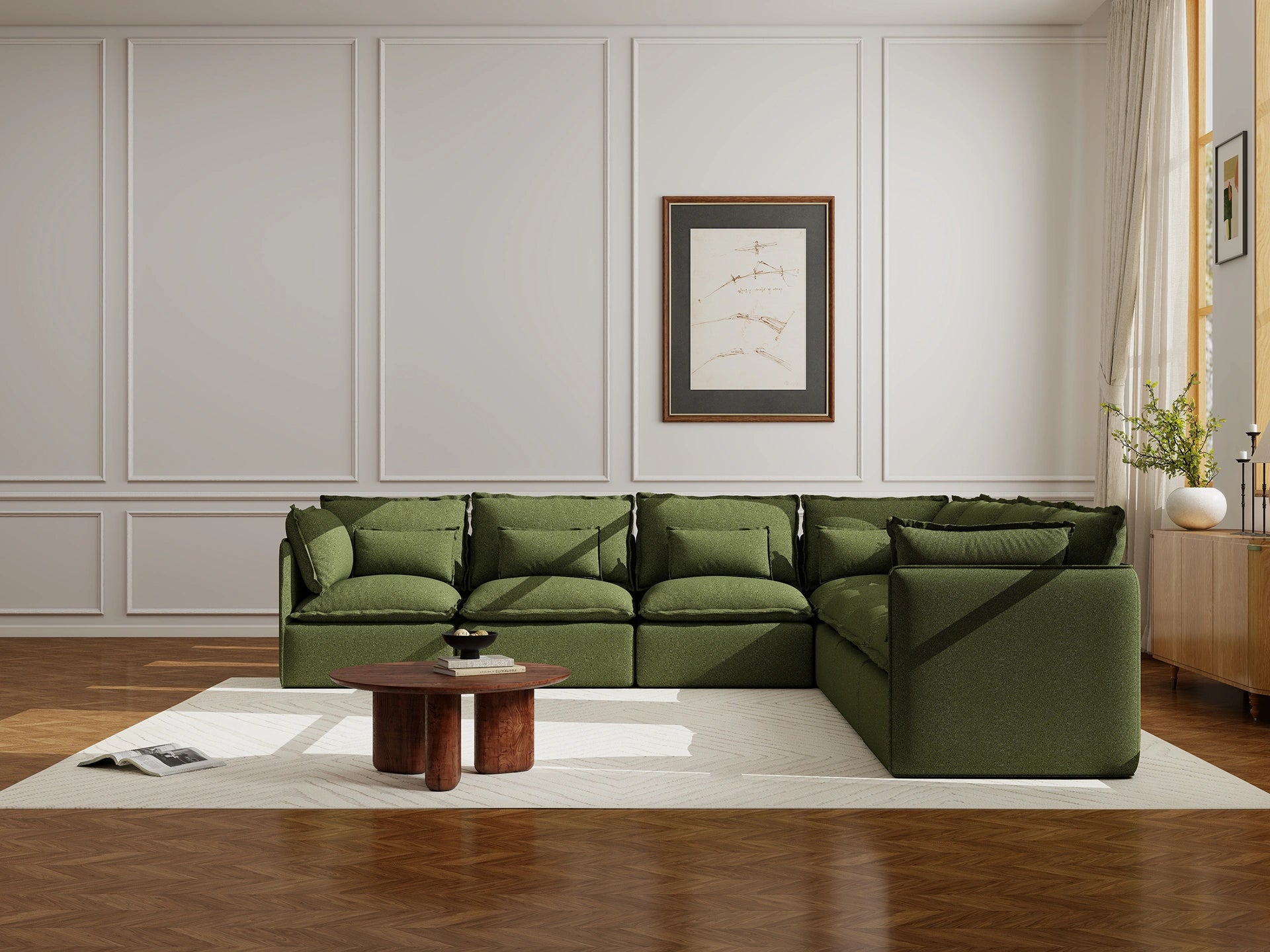 Lifely Modular 7 Seater Corner - Olive Green