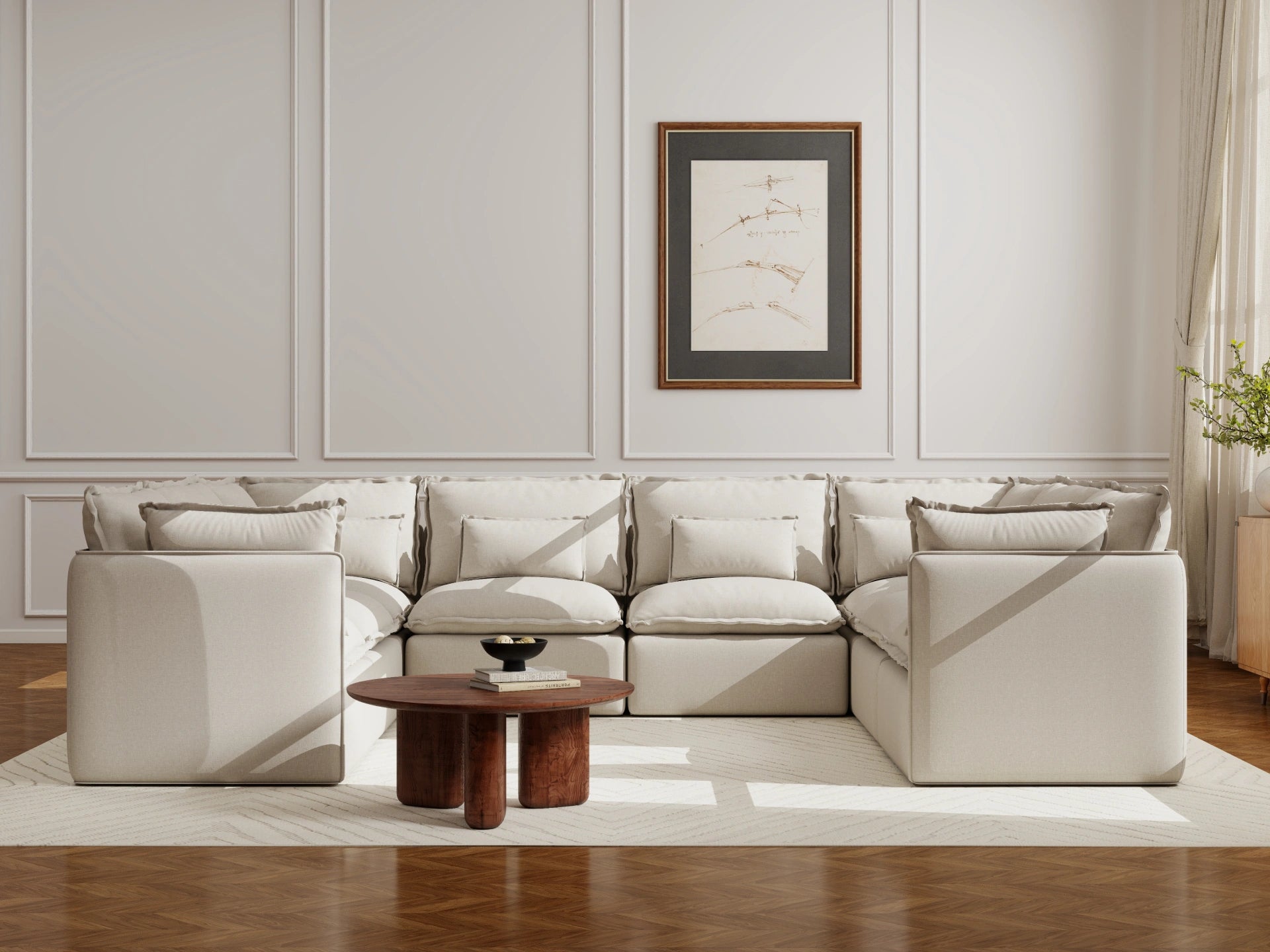 Lifely Modular 8 Seater U-Sectional - Linen Beige