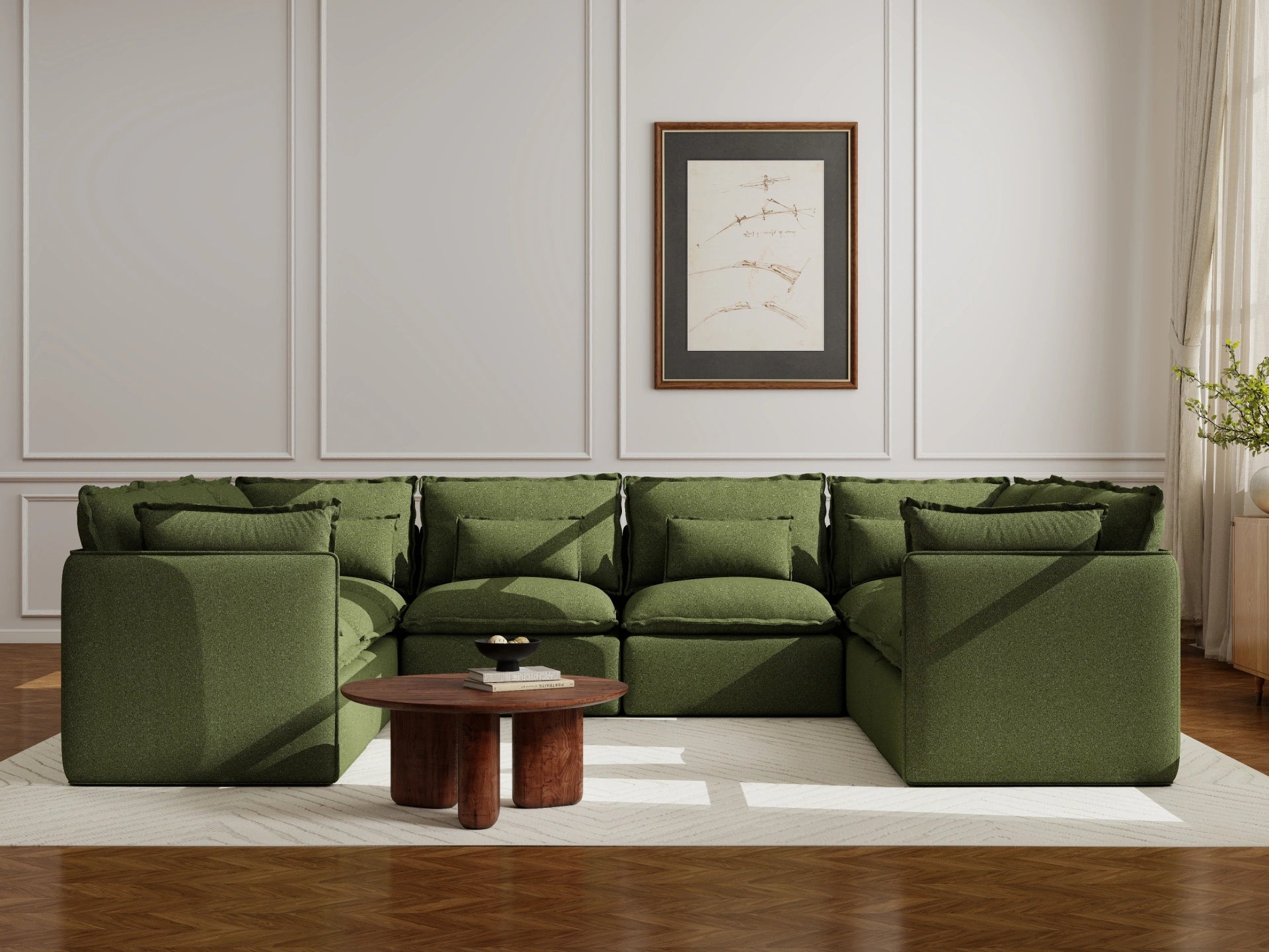 Lifely Modular 8 Seater U-Sectional - Olive Green
