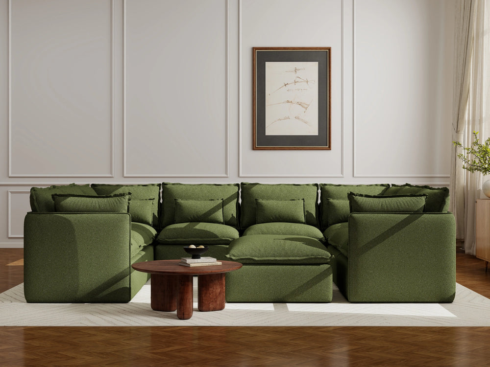 Lifely Modular 8 Seater U-Sectional Ottoman - Olive Green